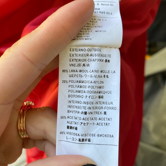 United Colors of Benetton Red Wool Toggle Hooded Coat - Picture 8 of 8